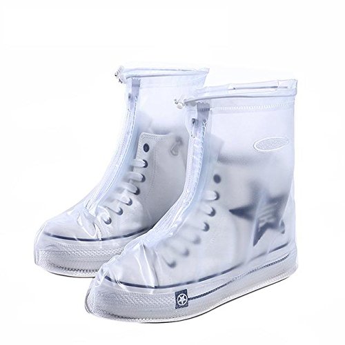 Bluelover Extérieur Réutilisable Imperméable À l'eau Couvre-Chaussures Protège Couverture De Pluie - M - Blanc