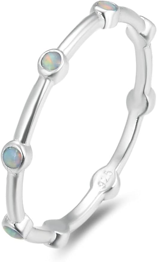 ENERGY STONE FERRIS WHEEL Japanese Opalite Sterling Silver Stacking Ring (Style ST07)