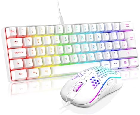 RedThunder K10 Gaming toetsenbord en muis voor gamer, USB, Frans AZERTY polssteun, anti-ghosting-toetsenbord met achtergrondverlichting RGB en 7200 dpi, met ergonomische muis voor gamers (zwart