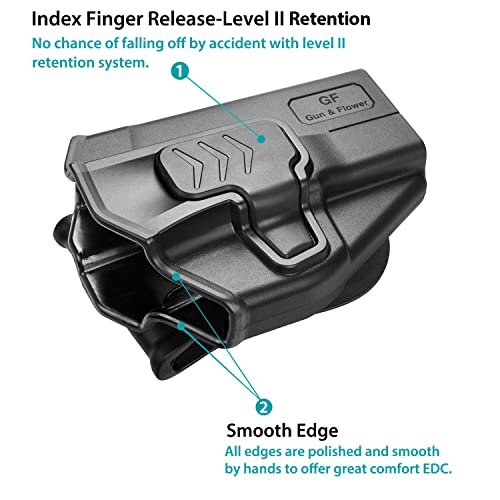 Gun & Flower OWB Paddle Holster for Taurus G2C/G3C, Millennium G2 PT111/PT140, Right Handed Holster with Level II Retention, Index Finger Release, 360° Adjustable Belt Attachment - Thumbnail 4