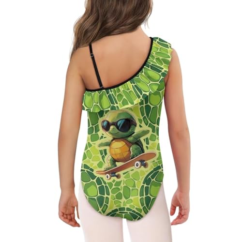 UNICEU Girl Bathing Suit Ruffle One Shoulder Sleeveless Swimwear Adjustable Strap One-Piece Swimsuits for Sport Beach4