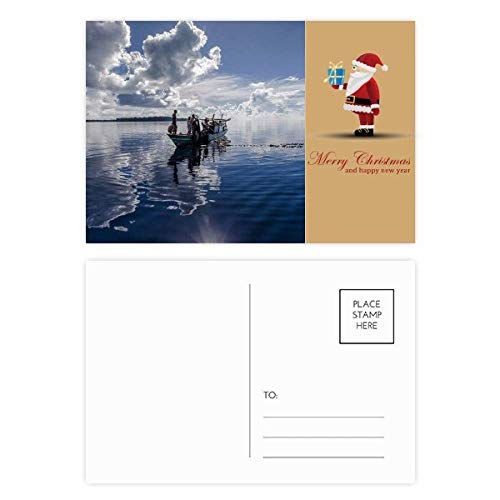 Cartes postales Ocean Water avec bateau bleu : lot de 20 illustrations mer