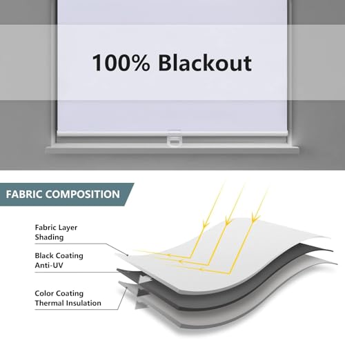 Image of AOSKY Blackout Cordless Roller Shade for Indoor Windows, 18 inchW x 72 inchH, White