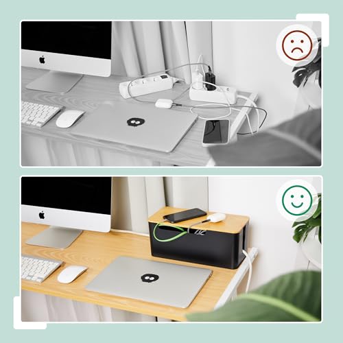 Cache-câbles de bureau noir et nature pour ranger vos multiprises - 3