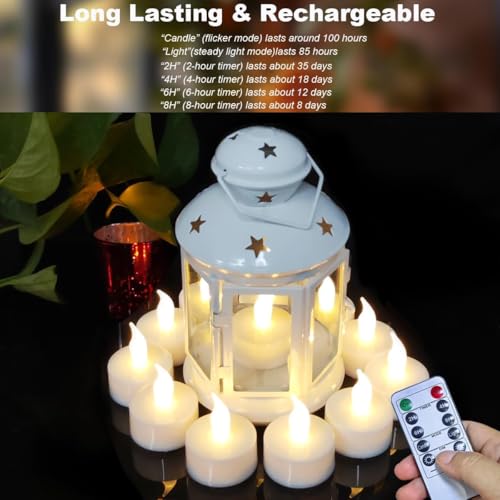 Image of Rechargeable Candles Tea Lights with Remote Timer,Battery Operated Flameless LED Tea Lights Candles with USB Rechargeable for Halloween,Christmas,Weddings,Birthdays 6-Pack(Warm White)
