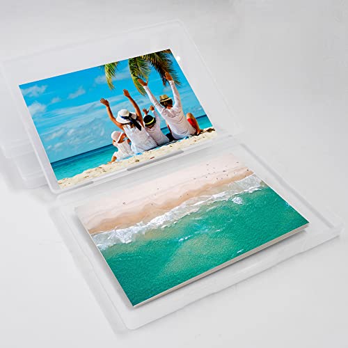 Cuyacili 4 Pack Scrapbooking Paper Storage File Boxes B6 Plastic Box For Documents Magazines Paper Photos Stamps Cards Envelope Protector Office Supplies File Storage Case (7 * 5 Inch) #TOP3