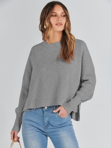 Image of ANRABESS Cropped Sweaters for Women Long Sleeve Oversized Fall Outfits