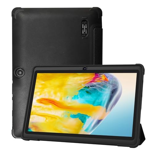 PRITOM Tabletas Android de 7 pulgadas, 15,8 GB de RAM, 32 GB, (expansible 512 GB), 3500 mAh, Tablet PC, Bluetooth, cámara dual, WiFi, tablet portátil con funda negra