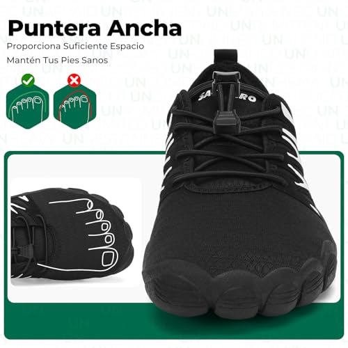 Miniatura 5 de Saguaro Zapatillas Barefoot Hombre Escarpines Secado Rápido Zapatos De Agua Ligeras Transpirable Calzado Descalzo Minimalistas Antideslizantes, Negro, 42 Eu