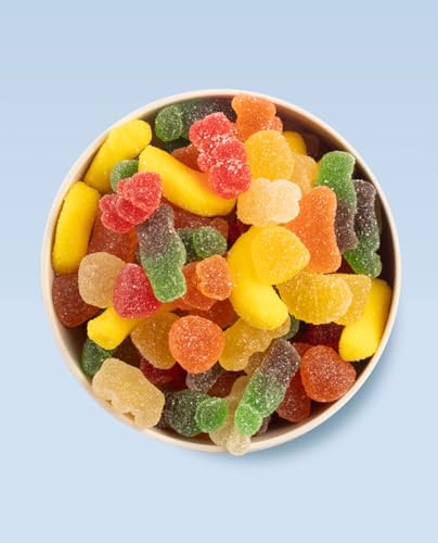 Vidal Golosinas. Cocktail Mix. Surtido de gominolas : plátano, piña, fresa, naranja, cola y cereza. Cobertura de azúcar y textura suave. Sin gluten ni grasa. Bolsa 1 kg