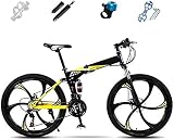XHLLX 24-Zoll-Faltendes Fahrrad Mountainbike 27-Gang-Zoom Double Disc Full Suspension Fahrrad Leichte Off-Road Variable Speed Frauen/Erwachsene/Student/Auto-Fahrrad,B