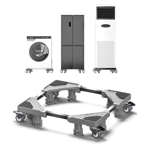 Soporte Lavadora,Ajustable Base Lavadora con 8 Patas y 4 Ruedas,Base con Ruedas para Lavadora FrigoríFico,Secadora y Congelador,Amortiguador y Antideslizante,Carga 300kg,Regulable: 42-65cm