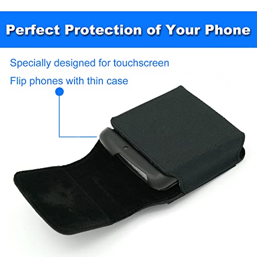 Becplt For Galaxy Z Flip4 Z Flip3 5G Nylon Cell Phone Pouch Holster Case With Belt Clip Cover For Samsung Galaxy Z Flip3 5G Galaxy Z Flip 5G Galaxy Z Flip Motorola Razr 5G Motorola Razr 2019 (Black) #TOP1