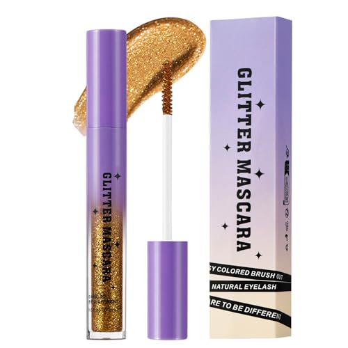 Máscara de pestañas con purpurina, resistente al agua, máscara de pestañas de colores para mujeres, maquillaje de pestañas extendido y vibrante con fórmula a prueba de manchas, belleza brillante para