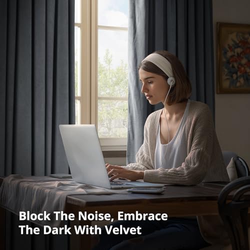 Image of HPD Half Price Drapes Velvet Blackout Curtains /Drapes - 108 Inches Long 1 Panel Blackout Curtain Signature Pleated for Living Room & Bedroom - 25W X 108L, Distance Blue Grey
