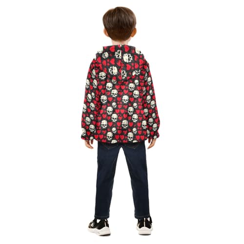 Skull Hearts Boys Fleece Coat,Children's Zip-Up Hoodie Jacket,Baby Warm Fashion Outerwear 3-10T,A1133374