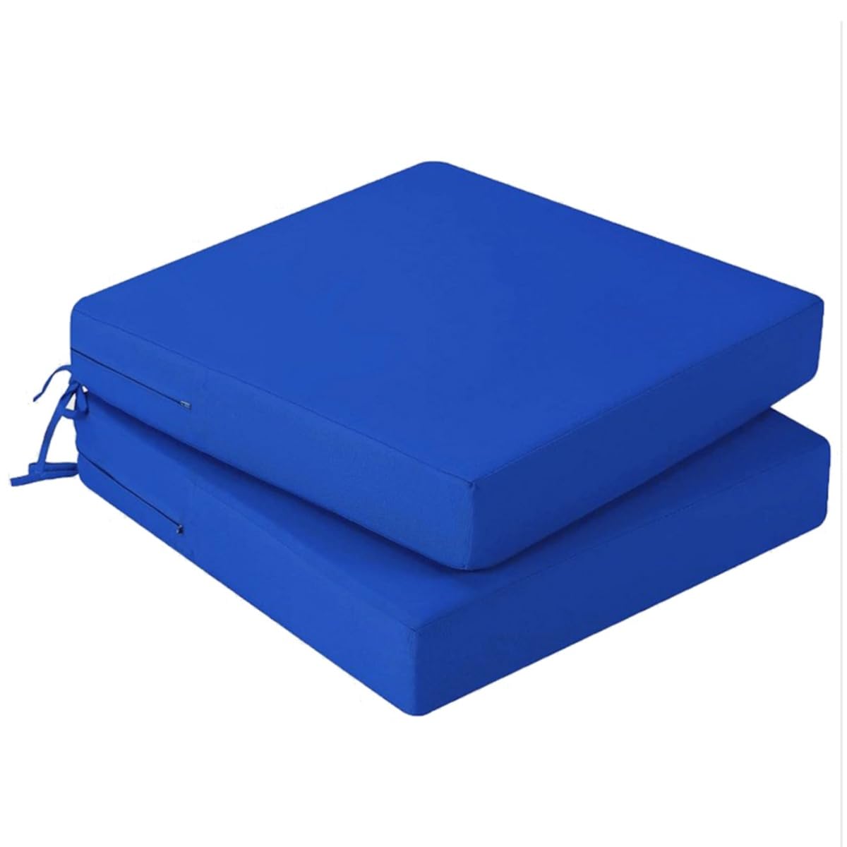 Hiseng Waterproof Outdoor Cushion Covers Set of 2 Solid Color Patio Seat Cushion Covers Replacement with Zipper for Garden Chair Cushion, Washable Rattan Furniture Protector (Royal blue,48x48x8cm)