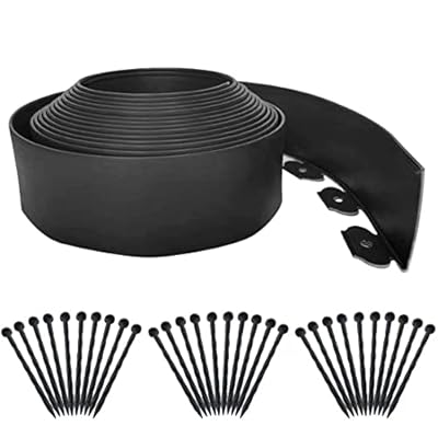 Landscape Edging No Dig,33FT Garden Edging Borders [Extra Tall 4IN High] Flexible Lawn Edging Kit with 30pcs Stakes,Mini Plastic Fence for Yard Flowerbeds,Grass-Black
