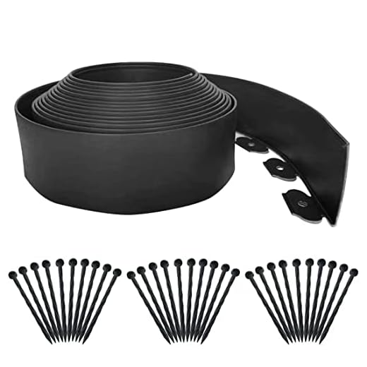 Landscape Edging 33FT,Garden Edging Borders [Extra Tall 4IN High] Flexible Lawn Edging Kit with 30pcs Stakes,Mini Plastic Fence for Landscaping Yard Flowerbeds,Grass-Black