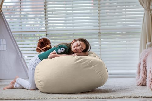 WEKAPO Stuffed Animal Storage Bean Bag Chair Cover for Kids | Stuffable Zipper Beanbag for Organizing Children Plush Toys Large Premium Cotton Canvas (Almond Oil, XX-Large) by WEKAPO - Image 6