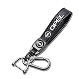 SANJSJHXJ Leder Auto Schlüsselanhänger für Opel OMAX Vectra Astra Zafira Insignia, Retro Sport Schlüsselan Hänger für Mann und Frau (Schwarz)