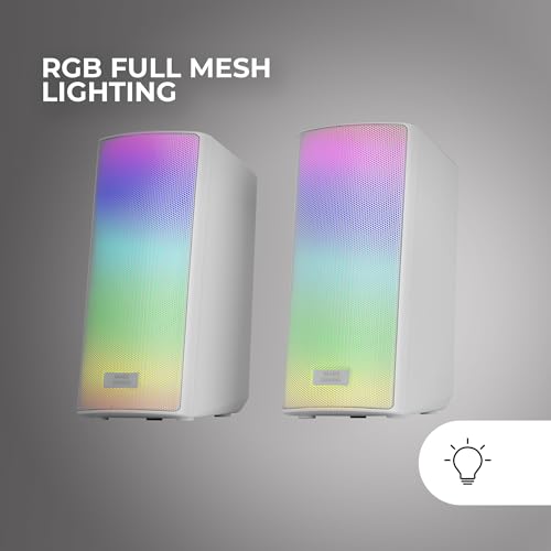 Altavoces Bluetooth Mars Gaming MSRGB2 con sonido DSP y luces RGB para tu escritorio gamer blanco 3