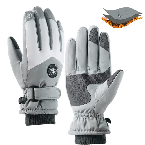 Winddichte wasserdichte Touchscreen Skihandschuhe grau Cover
