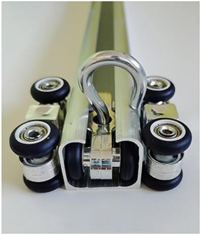 Industrial Outdoor Vinyl Awning Track Pulley System - 4 Wheel Bearing Pulleys, 3pcs/1m, Easy Installation, Silver Color, Durable, Perfect for Awnings and Canopies, 2m Size