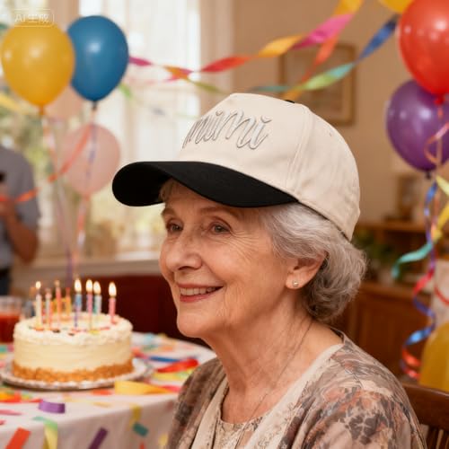 Gorro de béisbol bordado 3D para abuela ajustable miniatura 4