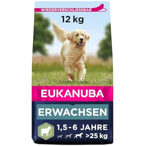 Eukanuba Hundefutter für ausgewachsene Hunde großer Rassen – Trockenfutter mit Lamm & Reis