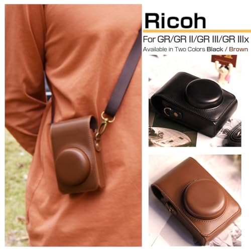 Funda para cámara BEADY para Ricoh GR IIIx/GR III/GR II de cuero PU marrón miniatura 5
