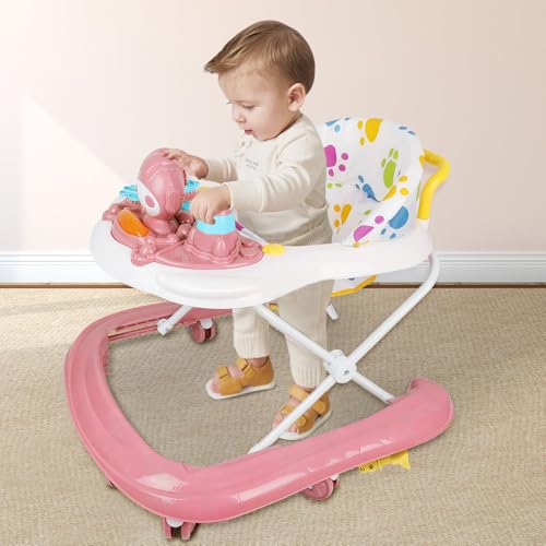Trotteur Bébé Garçon Fille Evolutif 3 en 1, Trotteur Marche Bebe Pliable avec 3 Hauteur Réglable, Siège et Plateau Amovible, Tout-petits 6+ Mois, Charge...
