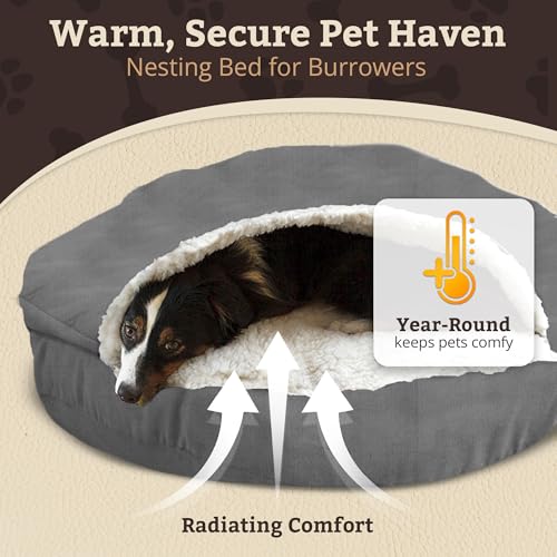 Image of Snoozer Cozy Cave Dog Bed, Round Covered Dog Bed, Heather Gray (L)