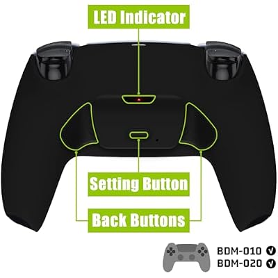 eXtremeRate Black Back Paddles Programable Rise 2.0 Remap Kit for PS5 Controller BDM-010 020، Upgrade Board & Redesigned Back Shell & Back Buttons Attachment for PS5 Controller - بدون وحدة تحكم
