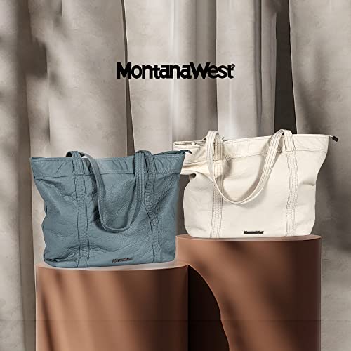 Montana West Purses And Handbags For Women Oversized Hobo Shoulder Bags Ultra Soft Washed Leather Tote Bag Beige #TOP5