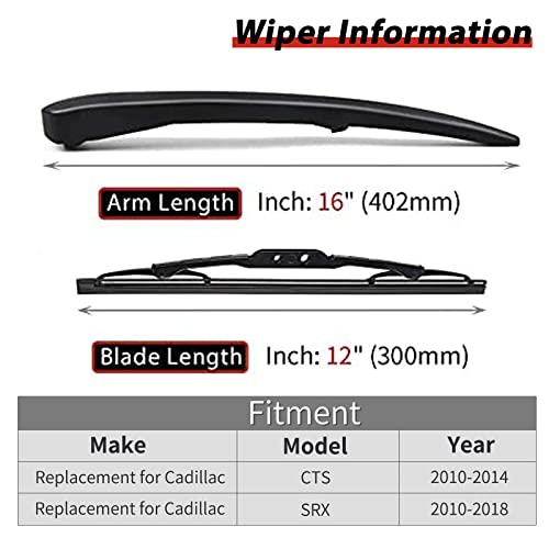 Replacement For Cadillac Srx 2010-2018, Cts 2010-2014 Vehicles, Rear Windshield Back Wiper Arm Blade Set - Otuayauto Factory Oem Replacement 20825881 #TOP1