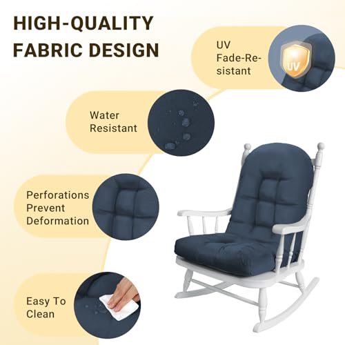 YAFF Adirondack Chair Cushion, Water and Sunscreen Resistant Fabric Outdoor Chair Cushions, Non-Slip Rocking Chair Cushions, Thickened High Back Patio Chair Cushion, 43.3 x 19.7 inches Navy Blue 2 PCS by YAFF - Image 5
