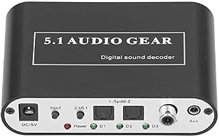 Digital Audio Decoder,DTS/AC3/6CH LPCM To 5.1 Analog Output 2.1 Audio Converter Fiber Coaxial Decoder,USB Port Digital Audio Sound Decoder Converter(UK)