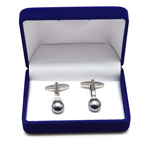 Okones Swarovski Crystal Pearl Grey Cufflink For Womens French Cuff Shirt With Gift Box #TOP4