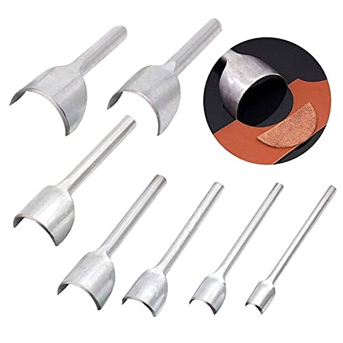 Odowalker 7 Pieces Strap End Punches Leather Tools Leather Craft Tools DIY Half Circle End Corner Half-Round Cutter Punch for Crafting Strap Belt Wallet and Bag End 10mm-40mm