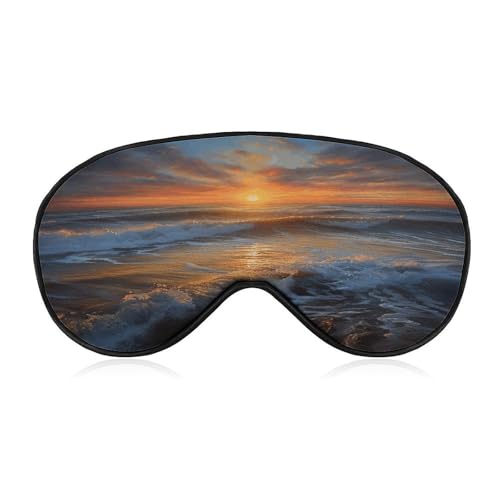 Sunset Seascape Sleep Mask �������Q�p ���̓t���[&�y�� �u���b�N�A�E�g �A�C�}�X�N ���K�ȃA�C�J�o�[ �\�t�g �ʋC�� �ډB�� ���߉\ �i�C�g�ډB�� �j�����p