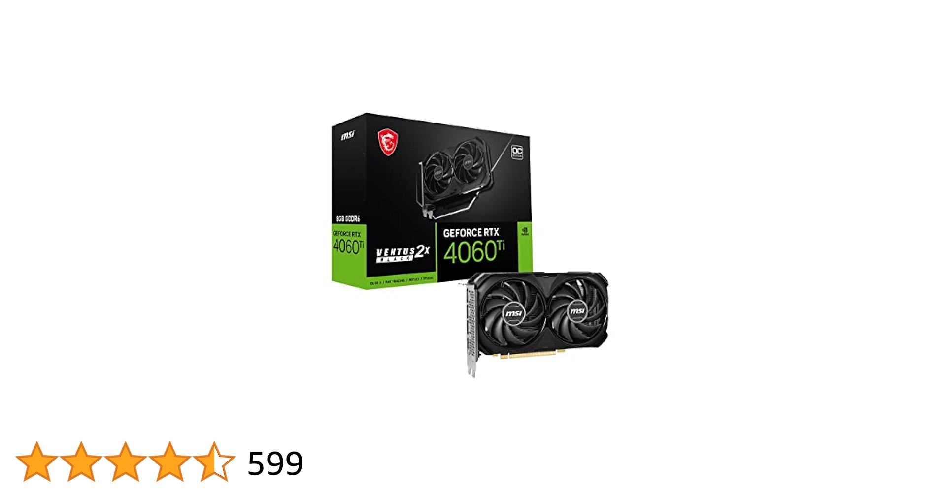 グラフィックボード・グラボ・ビデオカード MSI RTX4060ti VENTUS 2X BLACK 8G OC Amazon | MSI GeForce RTX 4060 Ti VENTUS 2X BLACK 8G OC