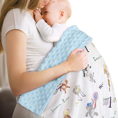 Image of BORITAR Tennis Baby Blanket for Boys Girls, Super Soft Double Layer Minky Fabric with Dotted Backing, Lovely Elephant Woodland Animal Blankets for Newborn Toddler Infant, 30 x 40 Inch