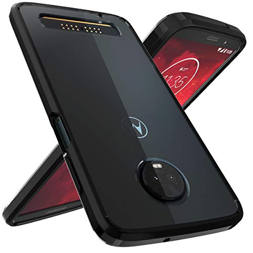 OUBA Moto Z3 Play Case, Moto Z3 Case, [Shock Absorption] Air Hybrid Armor Defender Protective Case and Crystal [Clear] Back Cover Compatible for Motorola Moto Z3 Play - Black