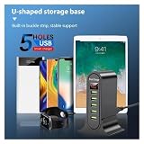 Ładowarka USB, Ładowarka USB, 5 portów z wyświetlaczem LED Stacja ładująca Multi USB Uniwersalna ładowarka biurkowa do telefonu Stacja ładująca dla wielu urządzeń(B)