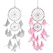 Produktbild INTVN Traumfänger Klein Dream Catchers Handgemachter Traumfänger für Wand Zimmer Auto Deko Ornament Kinder Mädchen Geschenk, 2 Stück (Rosa & Weiß)