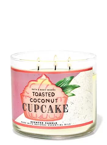 Bath & Body Works, White Barn 3-Wick Candle w Essential Oils - 14.5 oz - 2022 Autumn! (Toasted Coconut Cupcake)