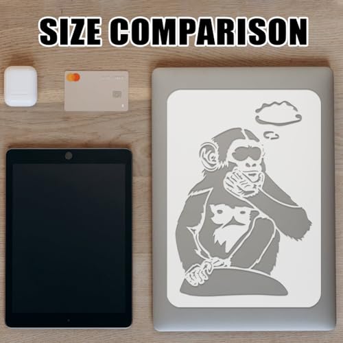 FINGERINSPIRE Estêncil de chimpanzé inteligente para pintura 21 x 29,7 cm modelo de desenho reutiliz