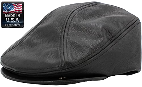 Leather-Ascot Blk L Gatsby Ivy Collection Classic Newsboy Cabbie Applejack Leather Hats Caps #TOP1