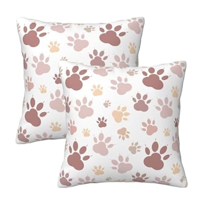 2 Stücke Throw Kissenbezüge Tierische Fußabdrücke Kissenbezüge Dekorativen Kissen-Hülle Bedruckt Dekokissen Für Zuhause, Frühling, Cafe, 45X45Cm